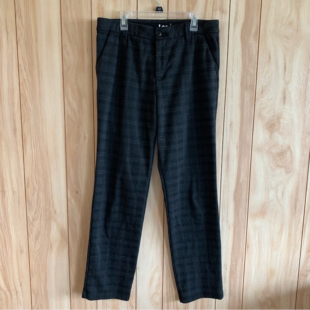 Lee Mid Rise Straight Leg Black Plaid Trousers